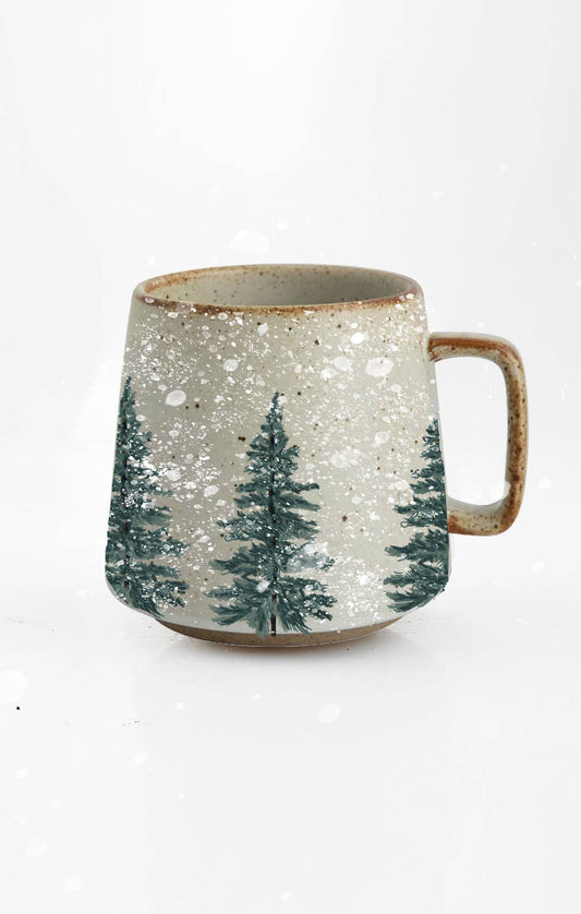 Evergreen Snowy Trees Stoneware Mug