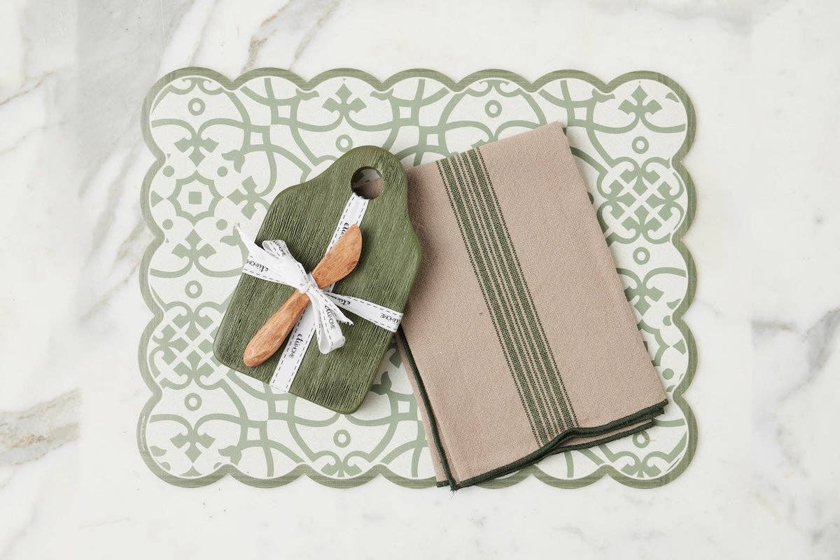 Dutch Cheese Board with Spreader, Small, Spruce Green
