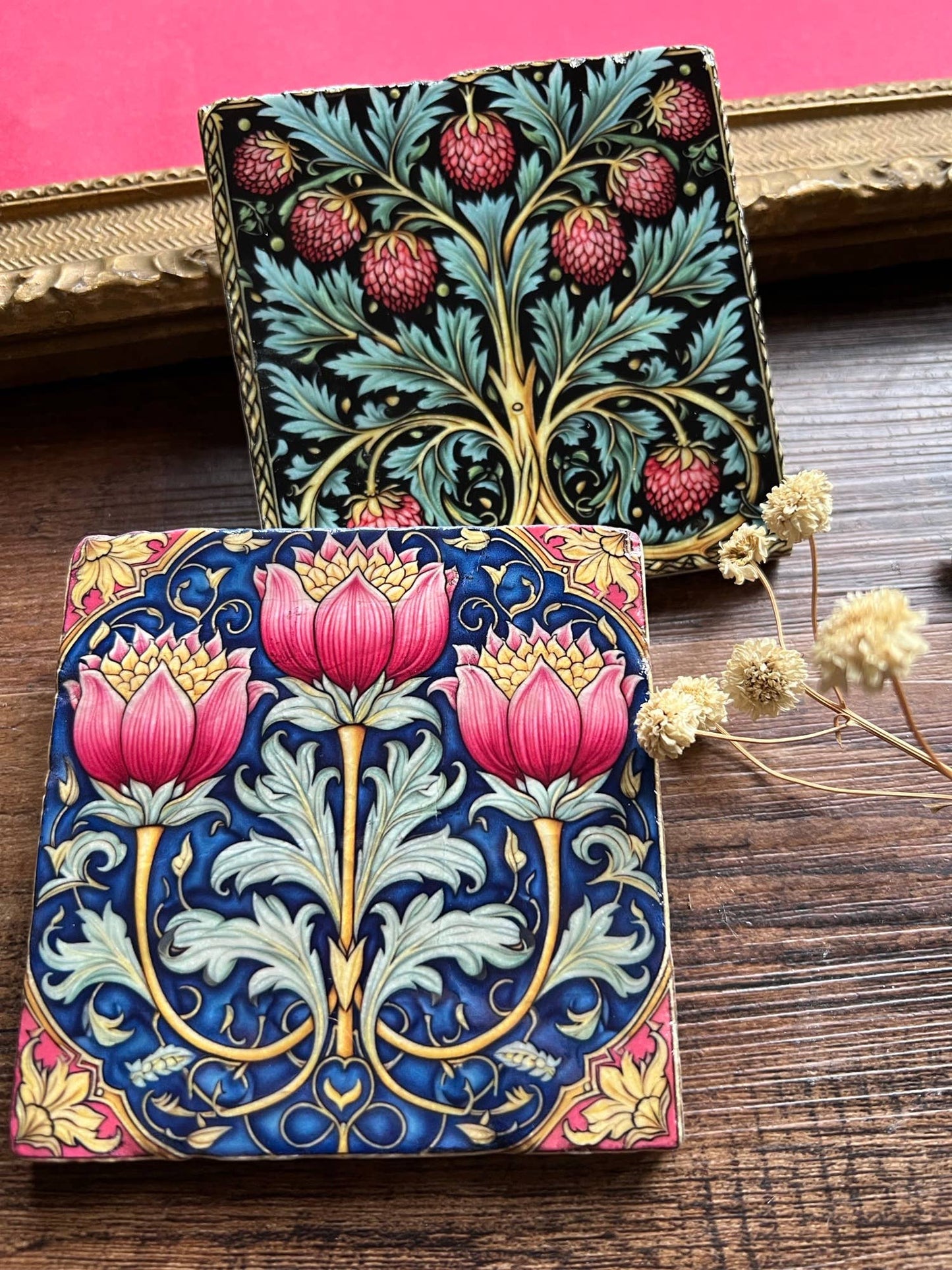 William Morris inspired stone coasters