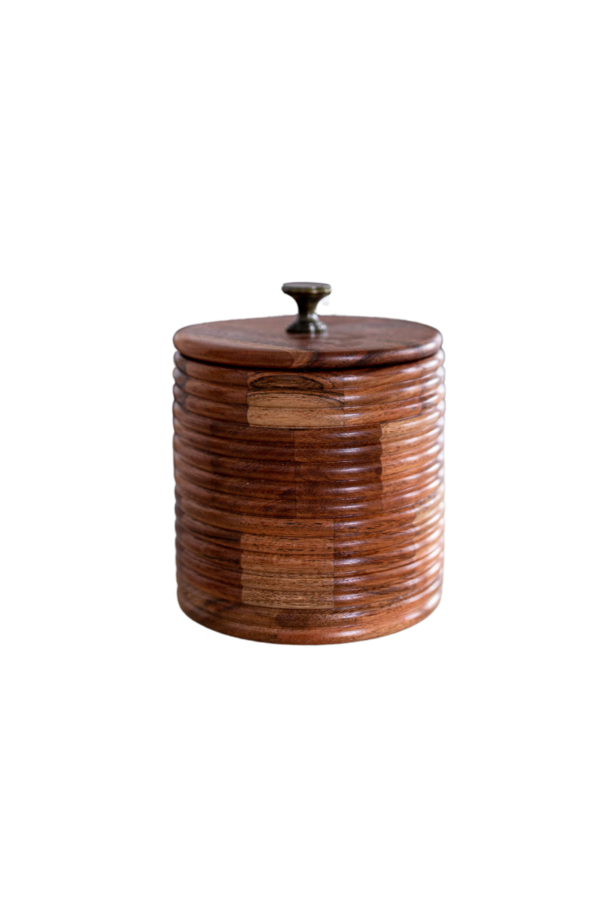 Acacia Wood Ribbed Jar