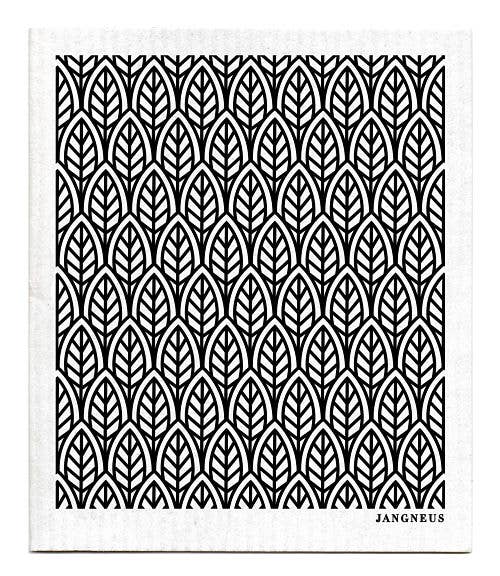 Black Leaves Swedish Dishcloth