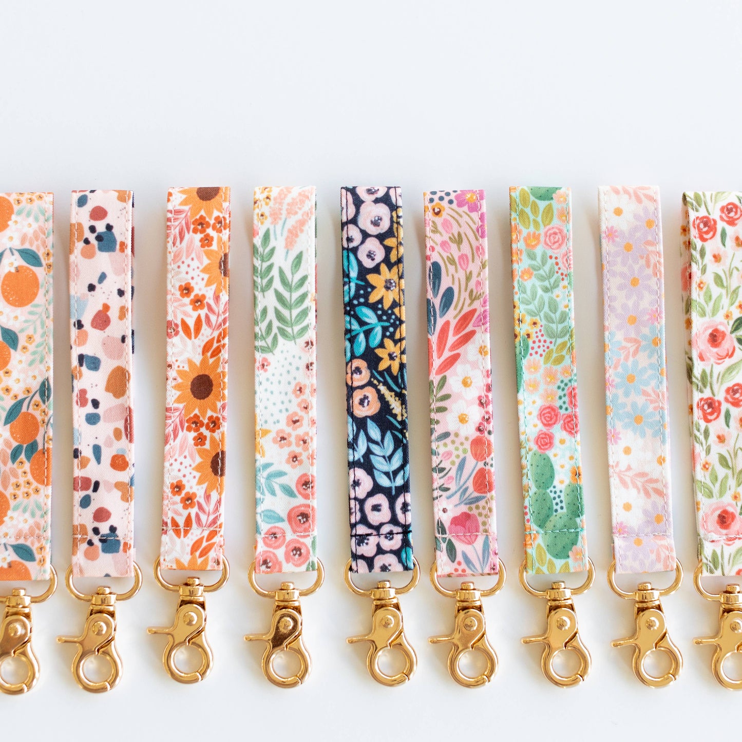 White Floral Wristlet Keychain