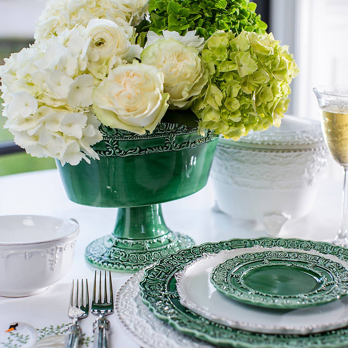 Renaissance Italian Green Dinner Plate
