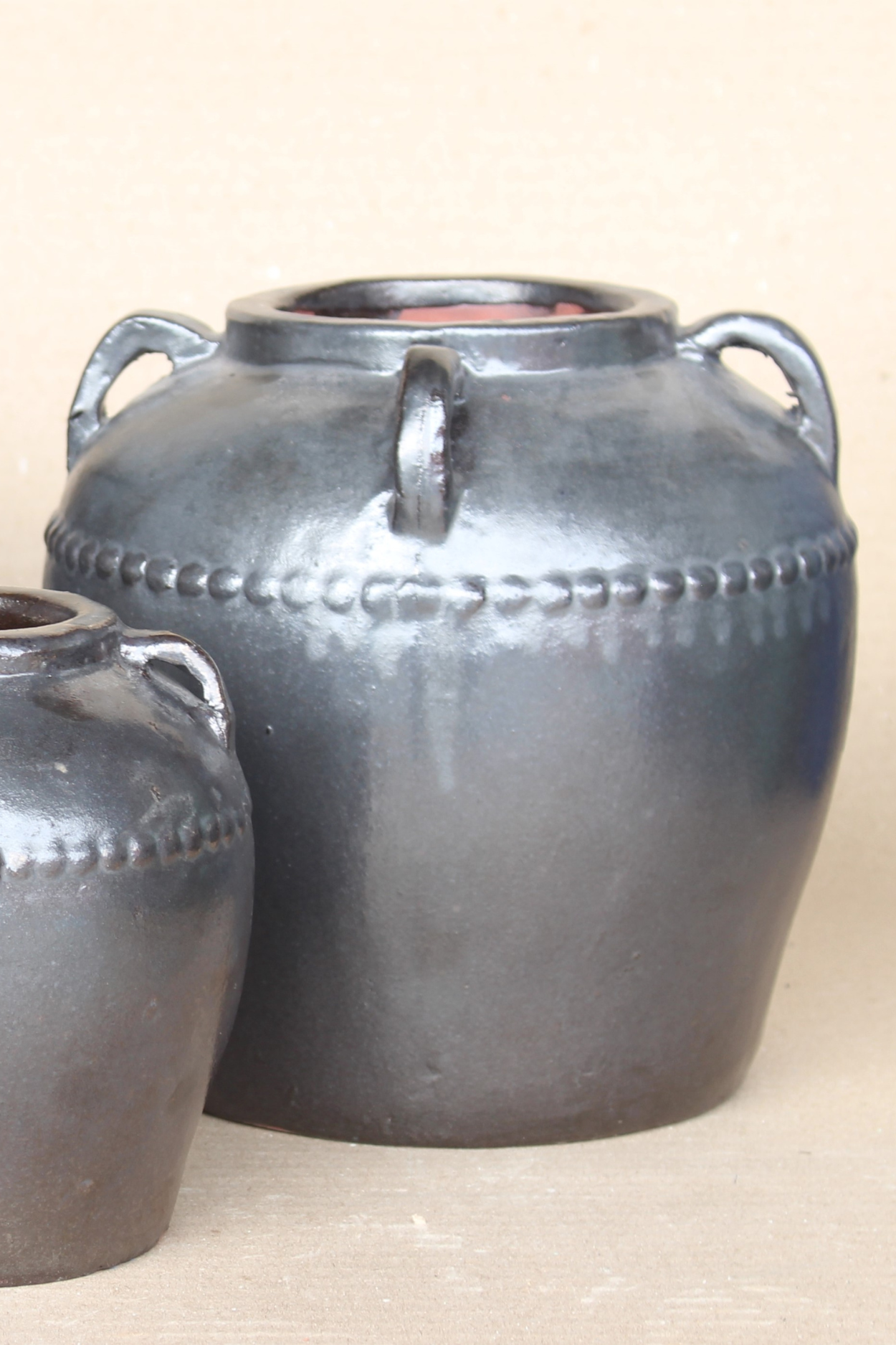 Dumont Grey Glazed Vase With Handles Medium