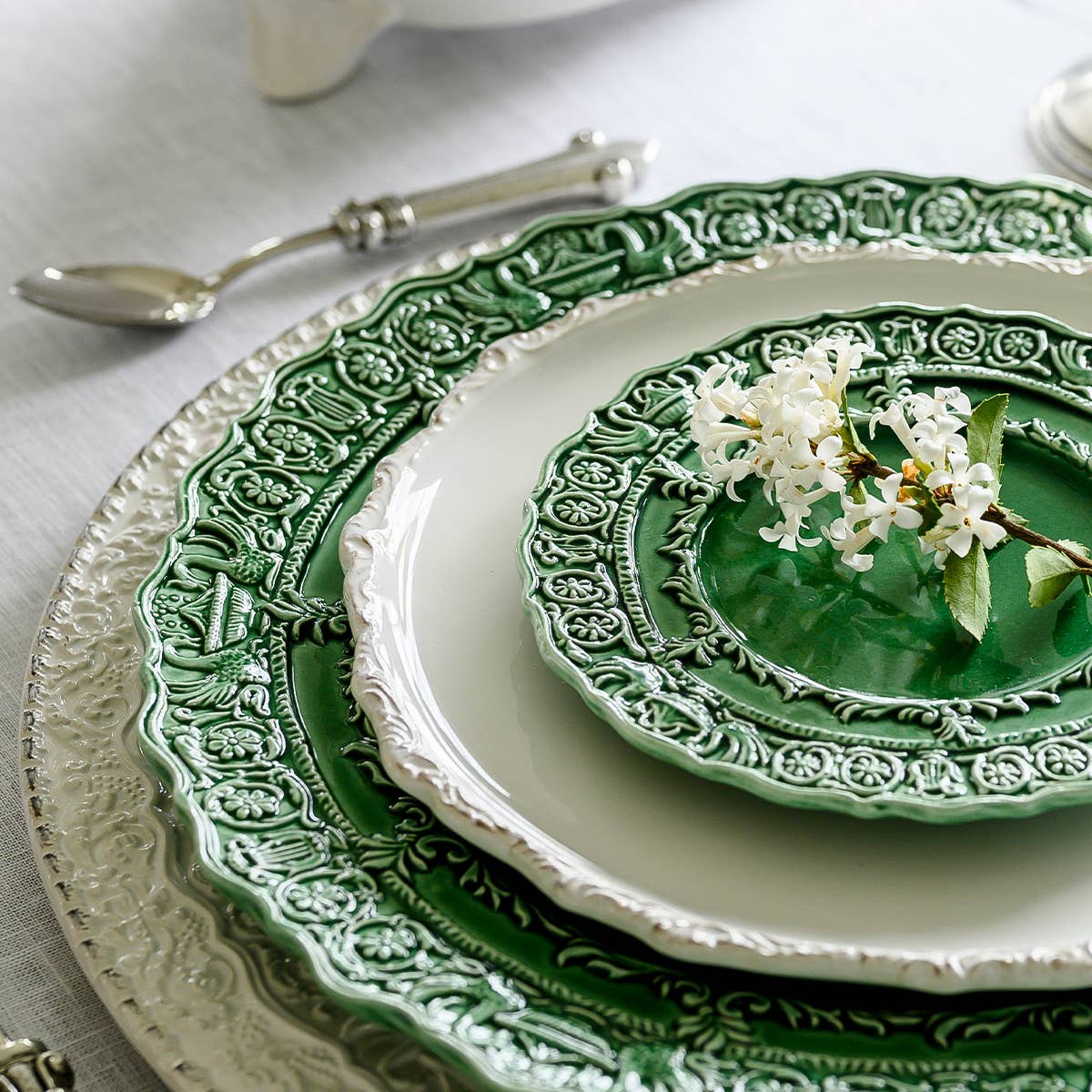 Renaissance Italian Green Dinner Plate