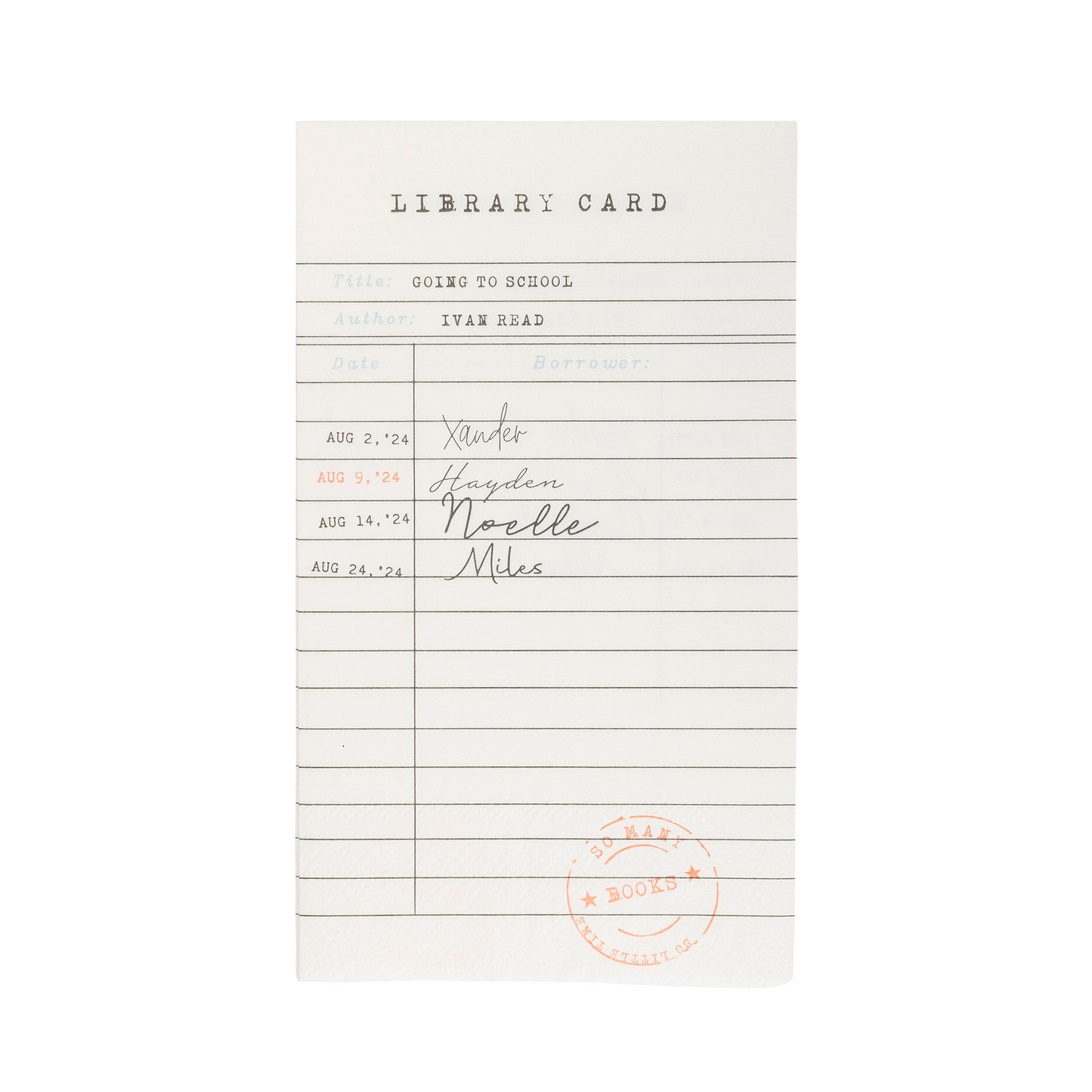 Library Card Dinner Napkin