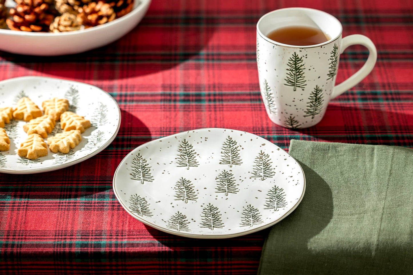 Snowy Pine Trees Organic Shape 7.5" Dessert Plate
