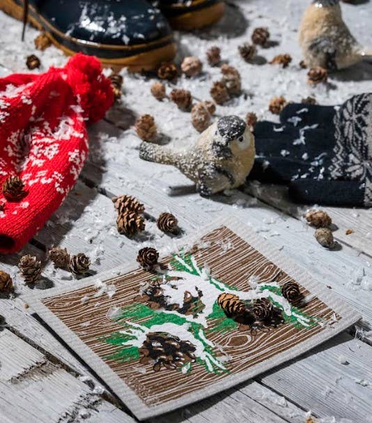 Winter Pine Gray Swedish Cloth