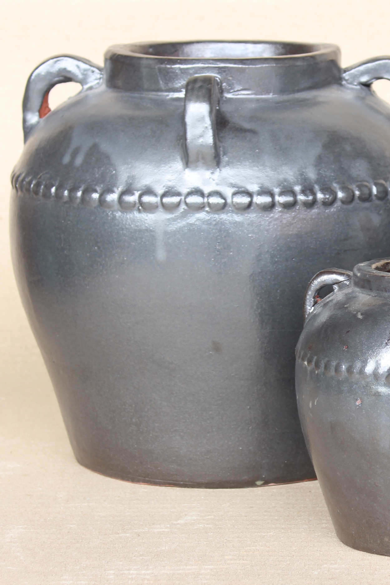 Dumont Grey Glazed Vase With Handles Large