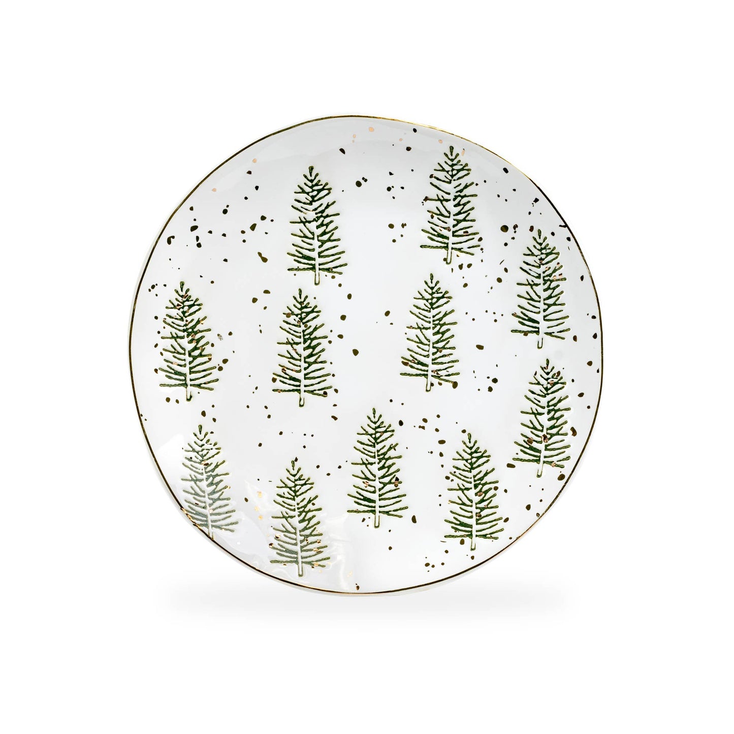 Snowy Pine Trees Organic Shape 7.5" Dessert Plate
