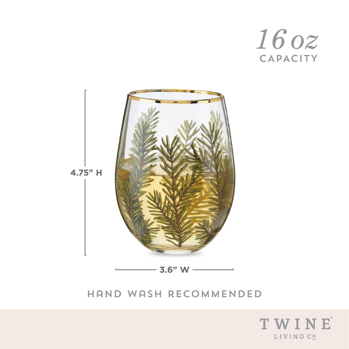 Gold-Rimmed Woodland Stemless Wine Glasses
