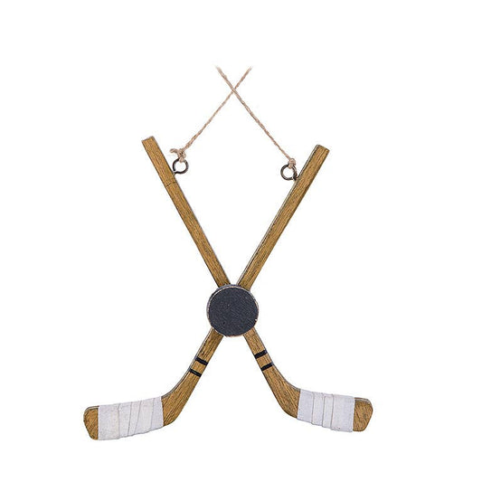 Crossed Stick & Puck Ornament-7"