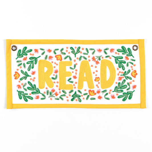 Read Embroidered Canvas Banner - Yellow