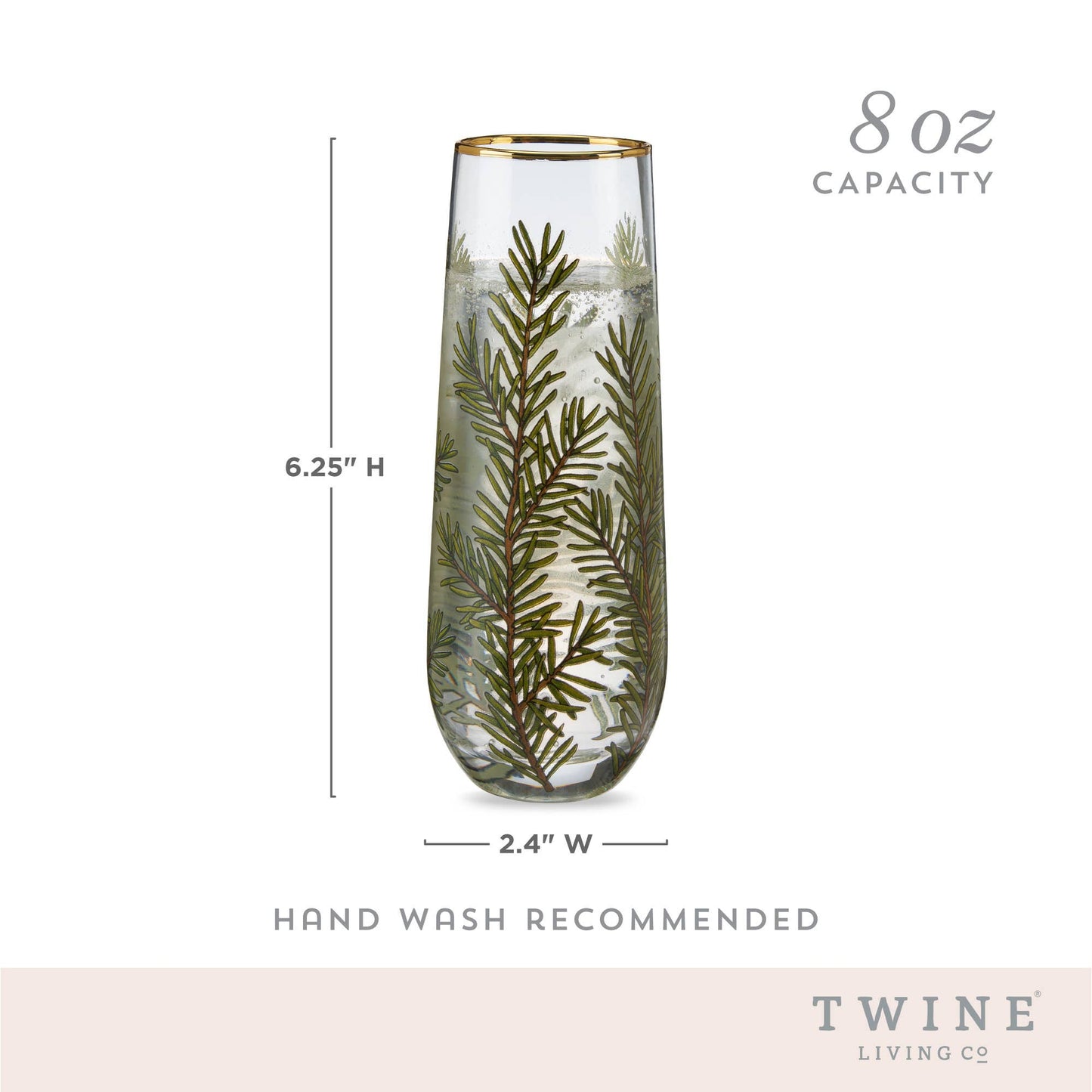 Gold-Rimmed Woodland Stemless Champagne Flutes