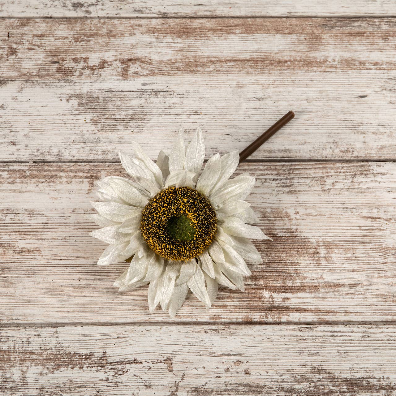 8" Cream Sunflower Pick