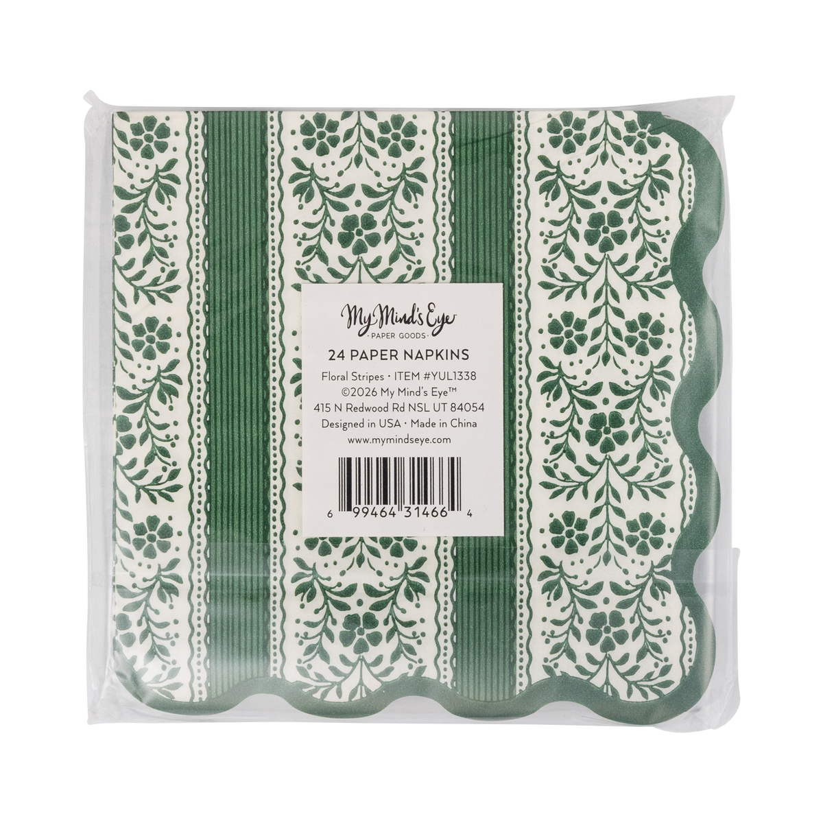 Floral Striped Cocktail Napkin