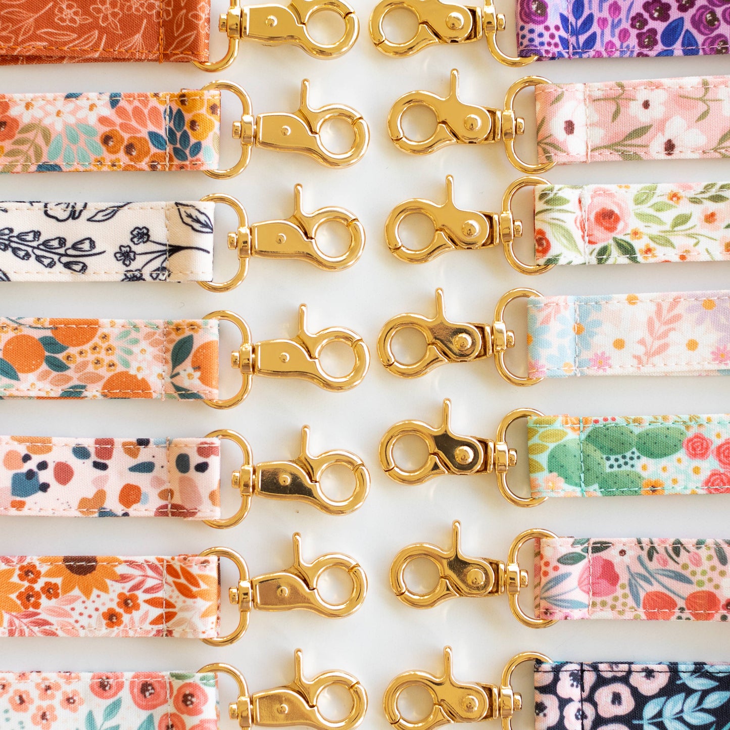 White Floral Wristlet Keychain