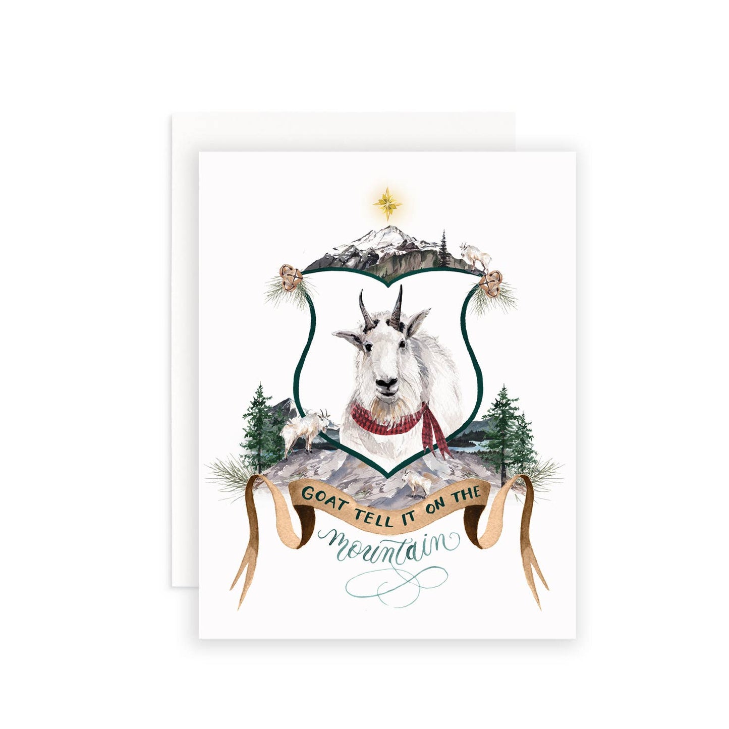 Goat Tell it on the Mountain Christmas Greeting Card: Single Card