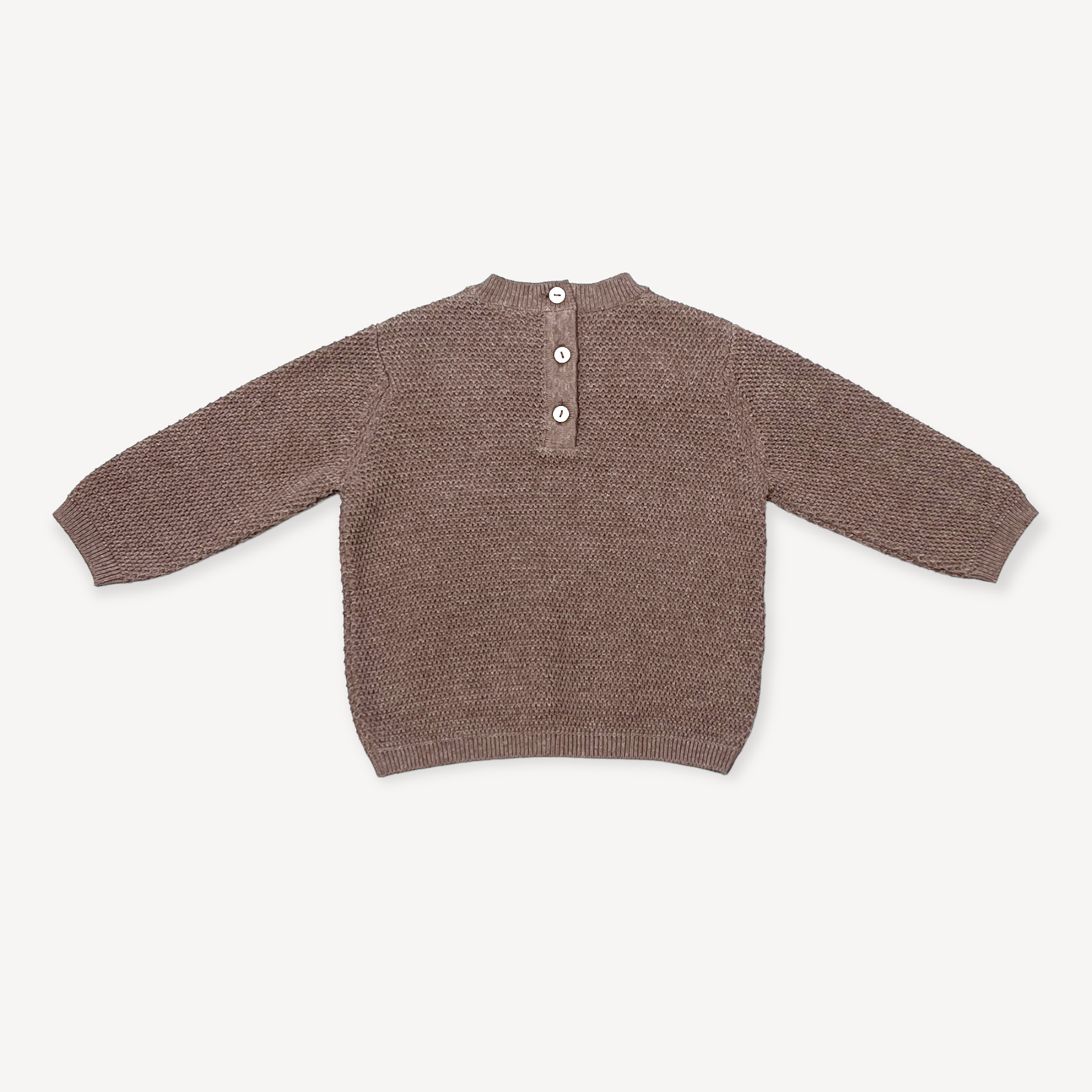 Bear Embroidered Knit Baby Pullover Sweater