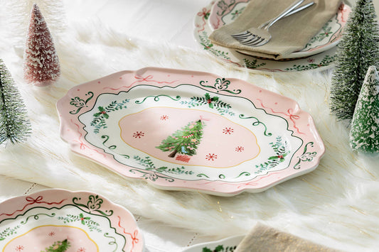 Christmas Tree Pink 14.5" Serving Platter