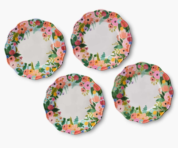 Garden Party Melamine Assorted Dinner Plates-Set of 4