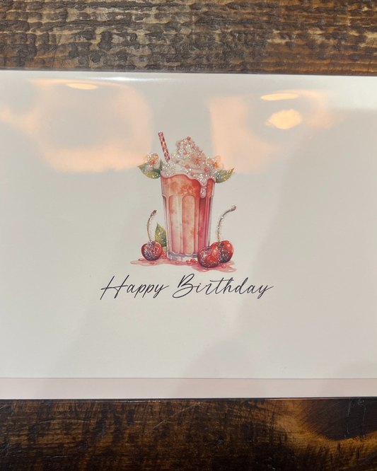 Cherry Milkshake Birthday Card