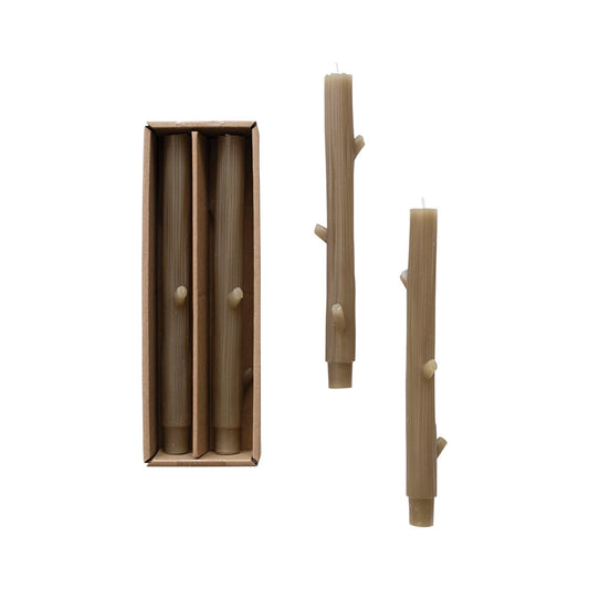 Twig Shaped Taper Candles Olive