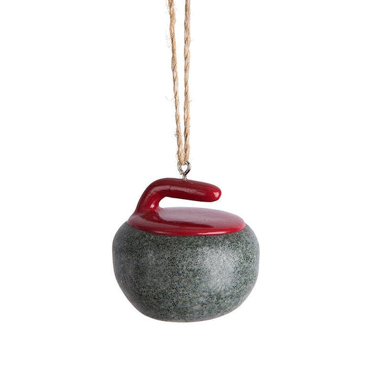 Gry/Red Curling Rock Ornament-1.5"