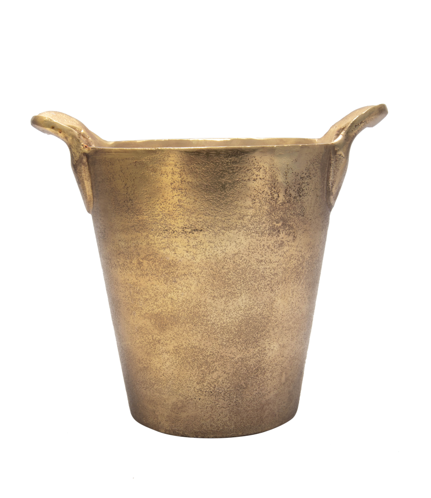 Small Aluminum Ice Bucket Antique Brass