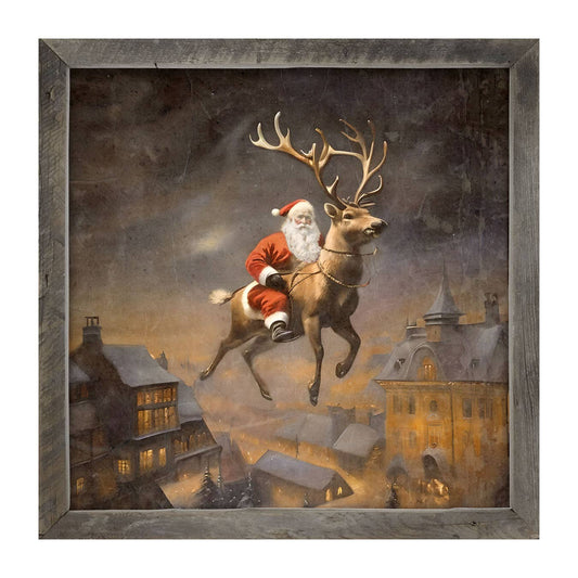 Santa on a Reindeer: Black / Small