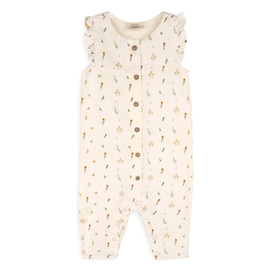 Boho Floral Button Baby Sleeveless Jumpsuit (Organic)