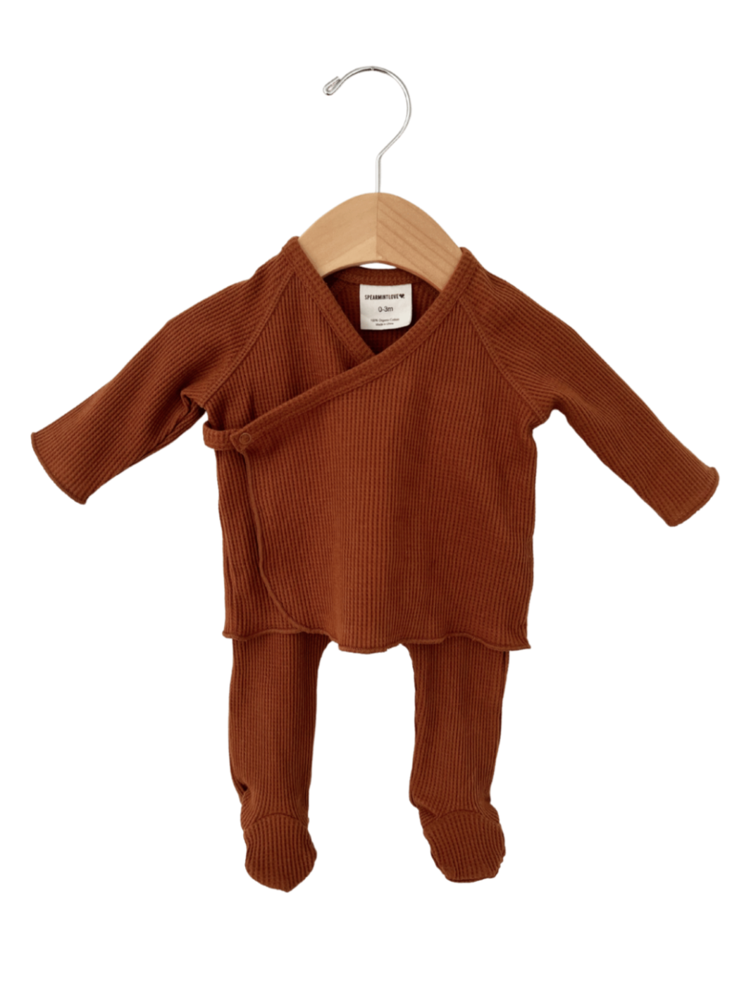 Organic Waffle Kimono & Pant Set, Caramel: 0 - 3 mo.