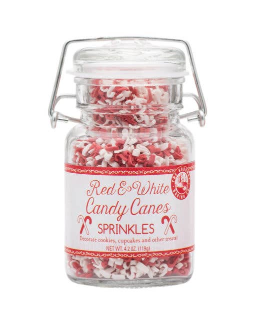 Red and White Candy Cane Sprinkles 4.2 Oz.