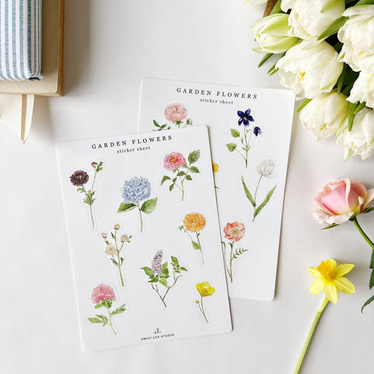 Garden flowers sticker sheets