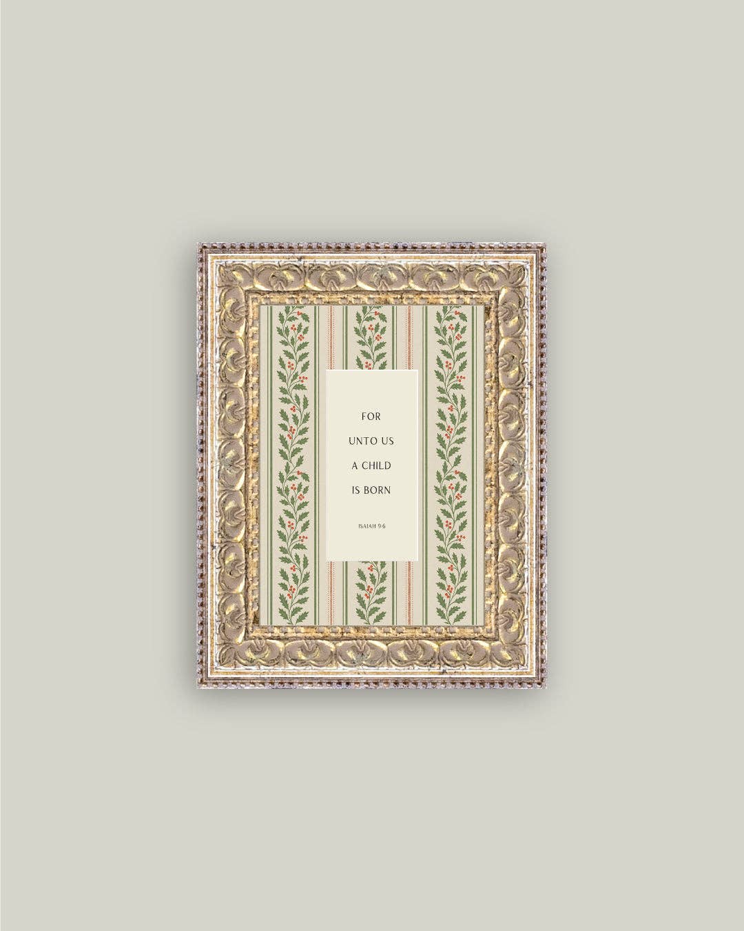 A Child is Born Framed Antique Art: 5x7
