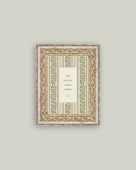 A Child is Born Framed Antique Art: 5x7