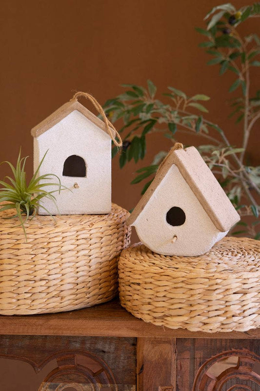 CEMENT BIRDHOUSES: White / Terracotta
