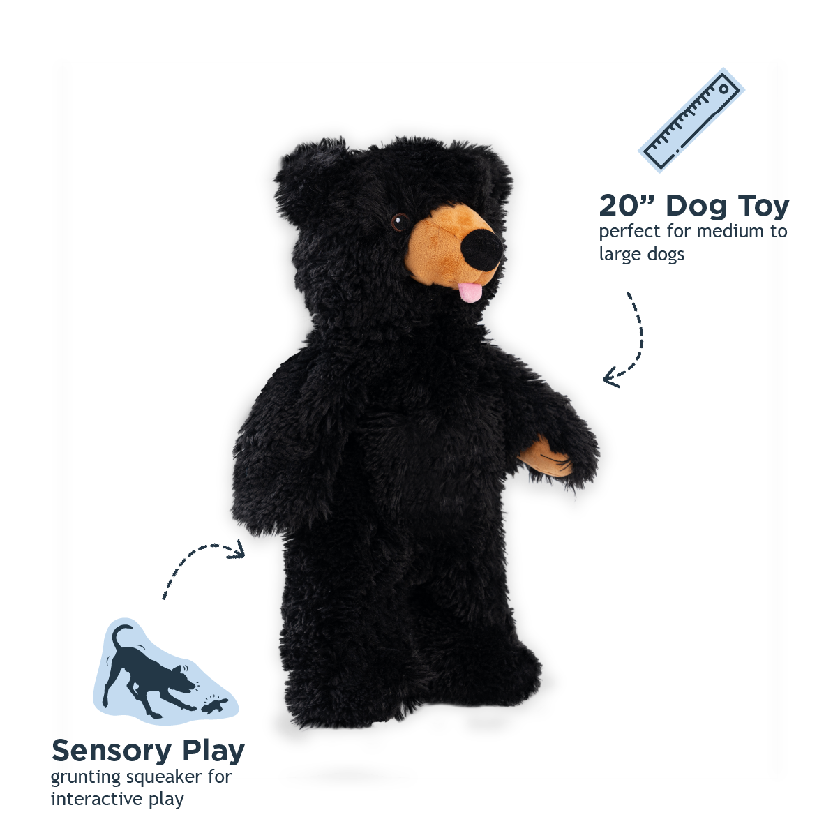 Stuffless Black Bear Squeaker Dog Toy