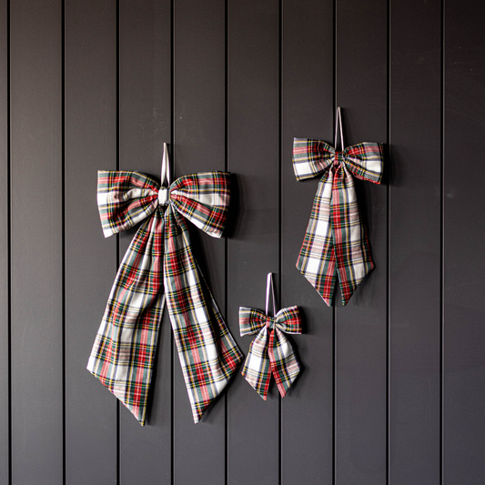 Bow Holiday Red Plaid Fabric