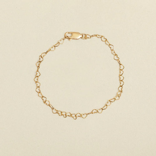 Heart Chain Bracelet: Gold Filled / 8"