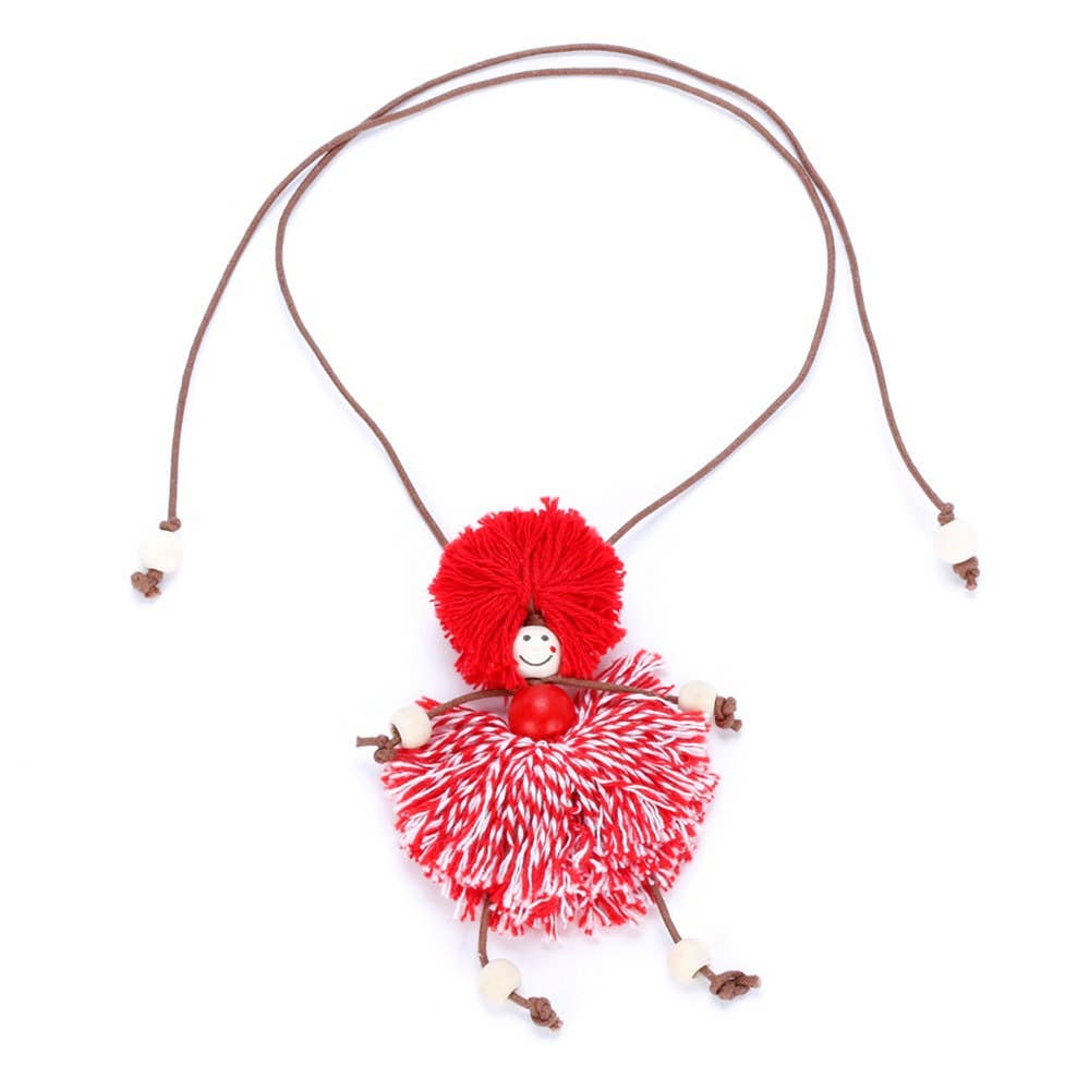Yarn Doll Necklace - Red