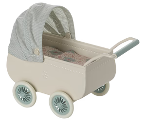 Pram with baby mouse - Mint