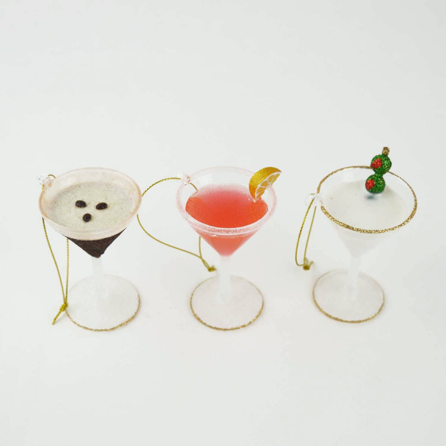 Martini Glass Ornament Set