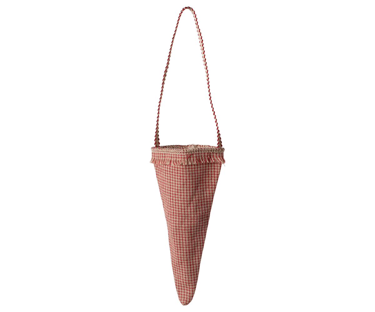 Fabric ornament, Cornet - Checker -  Red
