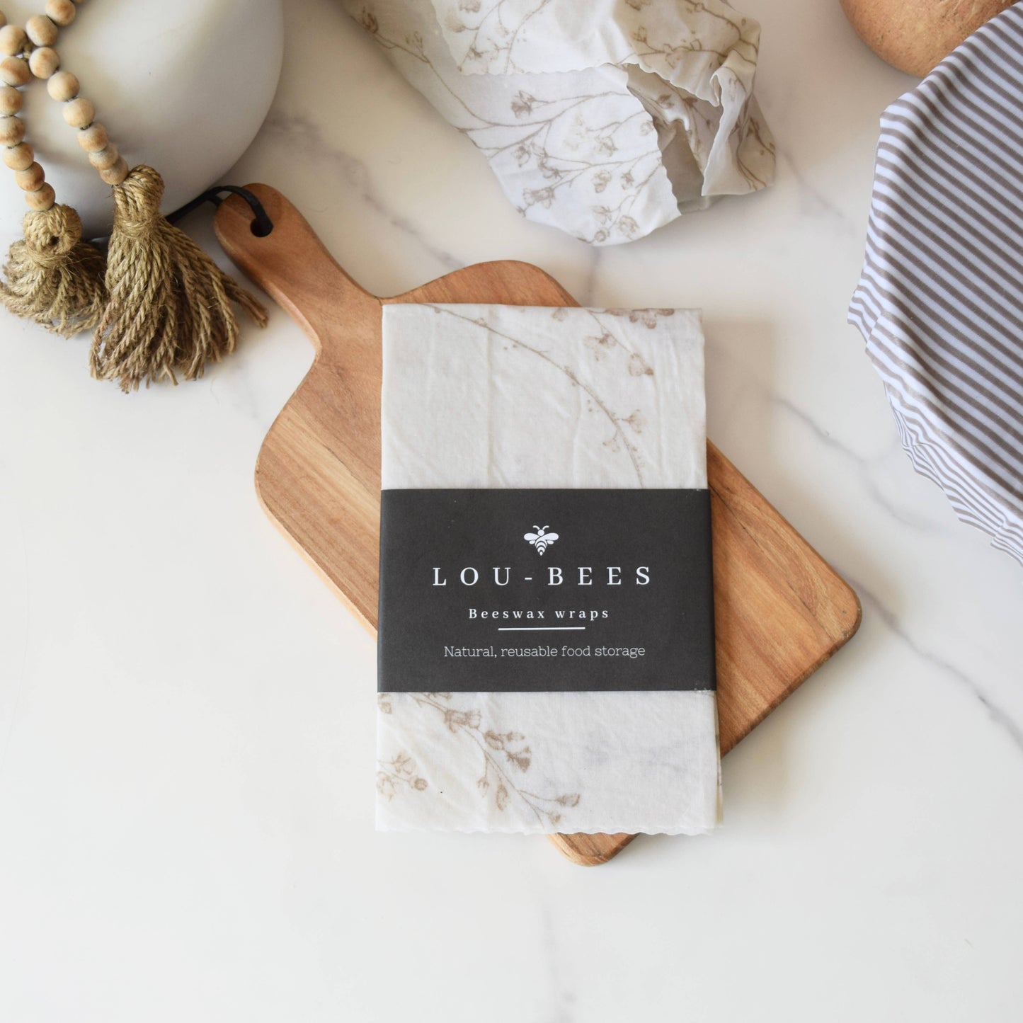 Edited Life Organic Beeswax Wrap – Natural Cotton Singlet : Both Cream & Striped