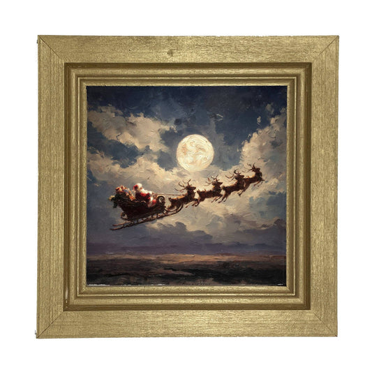 Santa Flying under Full Moon: Gold / Small