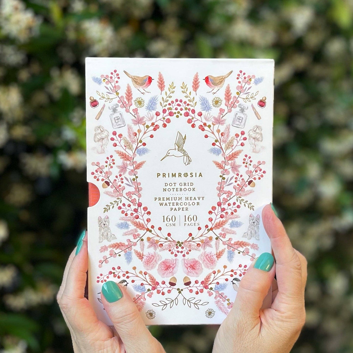 'Hummingbird' Peach  – Watercolor Dot Grid Journal A5