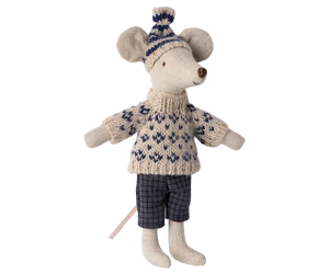 Winter mouse with ski set, Dad - Blue