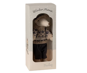 Winter mouse with ski set, Dad - Blue
