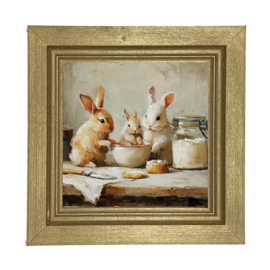 Bunnies Baking Together: Gold / Small